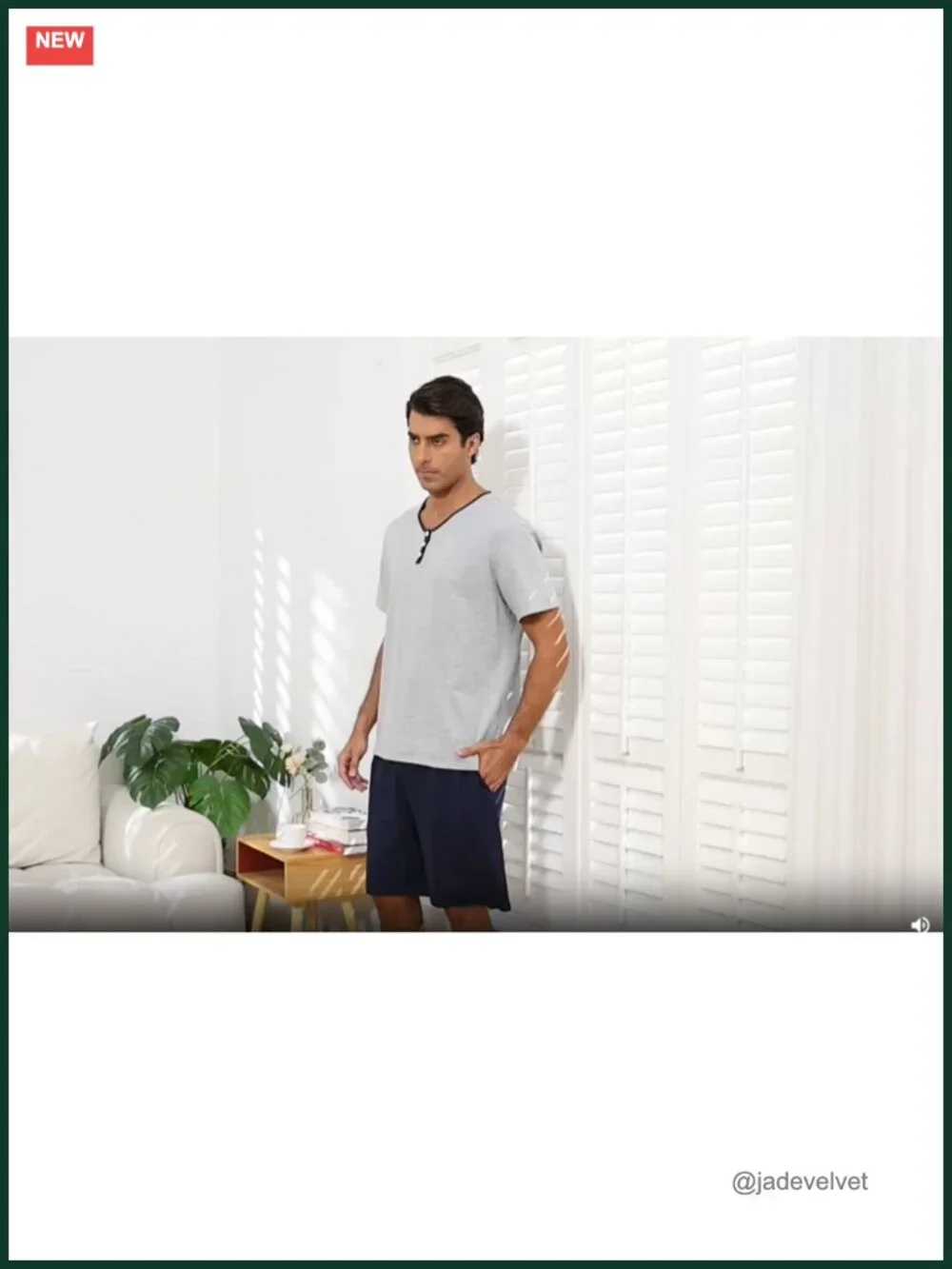 Cotton-Spandex V-Neck Pajama Set with Pockets Summer Loungewear